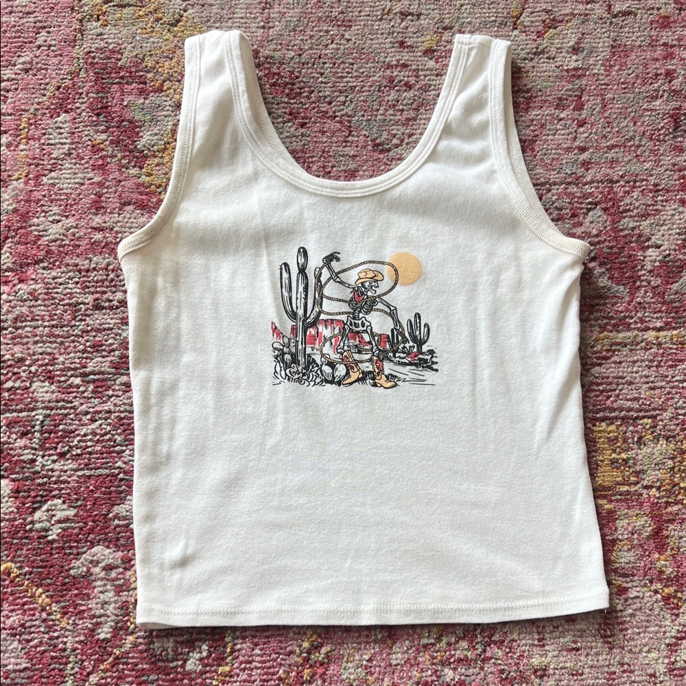 Cream Graphic Tank Top